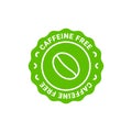 Caffeine free vector logo icon sign. Allergy decaffeinated coffee symbol health natural eco label.