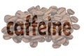 Caffeine with image of coffee beans and highlighted text Caffeine Royalty Free Stock Photo