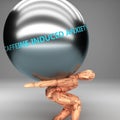 Caffeine induced anxiety as a burden and weight on shoulders - symbolized by word Caffeine induced anxiety on a steel ball to