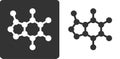Caffeine molecule, , flat icon style. Stylized rendering. Carbon, oxygen and nitrogen atoms shown as circles. Hydrogen atoms