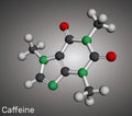 Caffeine molecule. Molecular model. 3D rendering