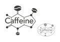 Caffeine scheme - molecules with coffee beans Royalty Free Stock Photo