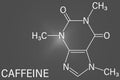 Caffeine stimulant molecule. Present in coffee, tea and many soft and energy drinks. Skeletal formula. Royalty Free Stock Photo