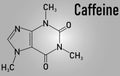 Caffeine stimulant molecule. Present in coffee, tea and many soft and energy drinks. Skeletal formula. Royalty Free Stock Photo