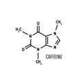 Caffeine structural chemical formula on white background