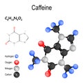Caffeine. Structure of a molecule.