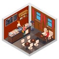 Caffeteria Restaurant Isometric Composition