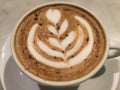 Mocaccino. Mocha. Chocolate coffee. latte flower art. Classic . close up .