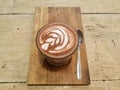 Hot mocaccino. top view. Delicious drink