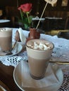 CafÃÂ© , Coffee, Chocolate, Rose, Drink, Breakfast Royalty Free Stock Photo