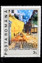 Postage stamp from 1990: CafÃÂ© Terrace at Night by the Dutch artist Vincent van Gogh