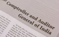 CAG or comptroller and Auditor General of India Printed on black and white paper