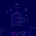 Cage for Birds, Birdcage Vector Line Icon, Illustration on a Dark Blue Background. Related Bottom Border