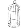 Cage icon. Vector of an empty bird cage. Hand drawn cage for a parrot