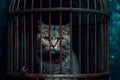 Caged cat cute. Generate Ai