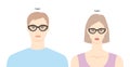 Caged frame glasses on women and men flat character fashion accessory illustration. Sunglass unisex silhouette