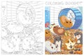 Caged hamsters. Funny cartoon character. Coloring book Royalty Free Stock Photo