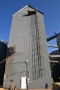 Caged ladder of an old metal grain elevator Royalty Free Stock Photo