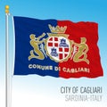 Cagliari flag with coat of arms, Sardinia, Italy Royalty Free Stock Photo