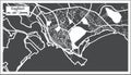 Cagliari Italy City Map in Black and White Color in Retro Style. Outline Map