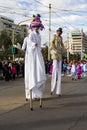 Street artists on stilts