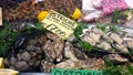 Cagliari, Italy - 22 March, 2017: Traditional fish market stall