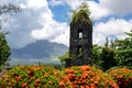 Cagsawa Ruins, historical landmark, built in 1724 and destroyed by the 1814 eruption of the Mayon Volcano, Cagsawa Ruins Park Royalty Free Stock Photo