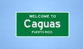 Caguas, Puerto Rico city limit sign. Town sign from the USA.