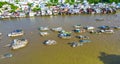 Cai Rang floating market, Can Tho, Vietnam, aerial view Royalty Free Stock Photo