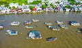 Cai Rang floating market, Can Tho, Vietnam, aerial view Royalty Free Stock Photo