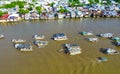 Cai Rang floating market, Can Tho, Vietnam, aerial view Royalty Free Stock Photo