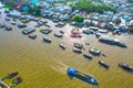 Cai Rang floating market, Can Tho, Vietnam, aerial view Royalty Free Stock Photo