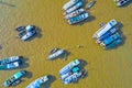 Cai Rang floating market, Can Tho, Vietnam, aerial view Royalty Free Stock Photo