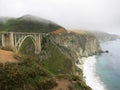 Caifornia bridge by the ocean with waves