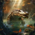 Caimans, in the South Pantanal of Brazil Made With Generative AI illustration