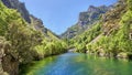 Cain Dam on the Cares route between Poncebos and Cain in the Picos de Europa area.