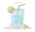 Caipirinha. Brazil cocktail with cachaca, sugar, and lime. Alcohol drink Royalty Free Stock Photo