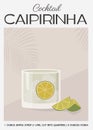 Caipirinha Cocktail garnished with slice of lemon and lime wedges. Classic alcoholic beverage recipe. Summer aperitif Royalty Free Stock Photo
