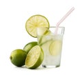 Caipirinha cocktail with lime wedge isolated on white background Royalty Free Stock Photo