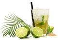 Caipirinha Cocktail with Leaf on white Background Royalty Free Stock Photo