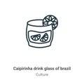 Caipirinha drink glass of brazil outline vector icon. Thin line black caipirinha drink glass of brazil icon, flat vector simple