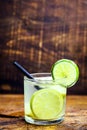 Caipirinha, a typical Brazilian cocktail made with lemon, cachaÃÂ§a, sugar and ice. Brazilian traditional drink, isolated with Royalty Free Stock Photo