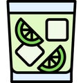 Caipiroska Cocktail icon, Alcoholic mixed drink vector