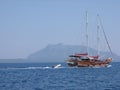 Wood caique on the sea of Turkey. Royalty Free Stock Photo