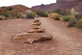 Cairn, pile of red stones