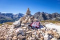 Cairn on the Small Mont Blanc summit in Vanoise National Park