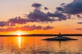 Cairn Statue on Rock Island in Rainy Lake Royalty Free Stock Photo