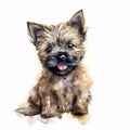 Cozy Companion: Cairn Terrier Puppy in Soft Watercolor Home Setting AI Generated