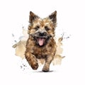 Charming Portrait: Watercolor Cairn Terrier Puppy at its Cutest AI Generated