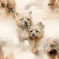 Cairn Terrier watercolor dog pattern. AI Generated